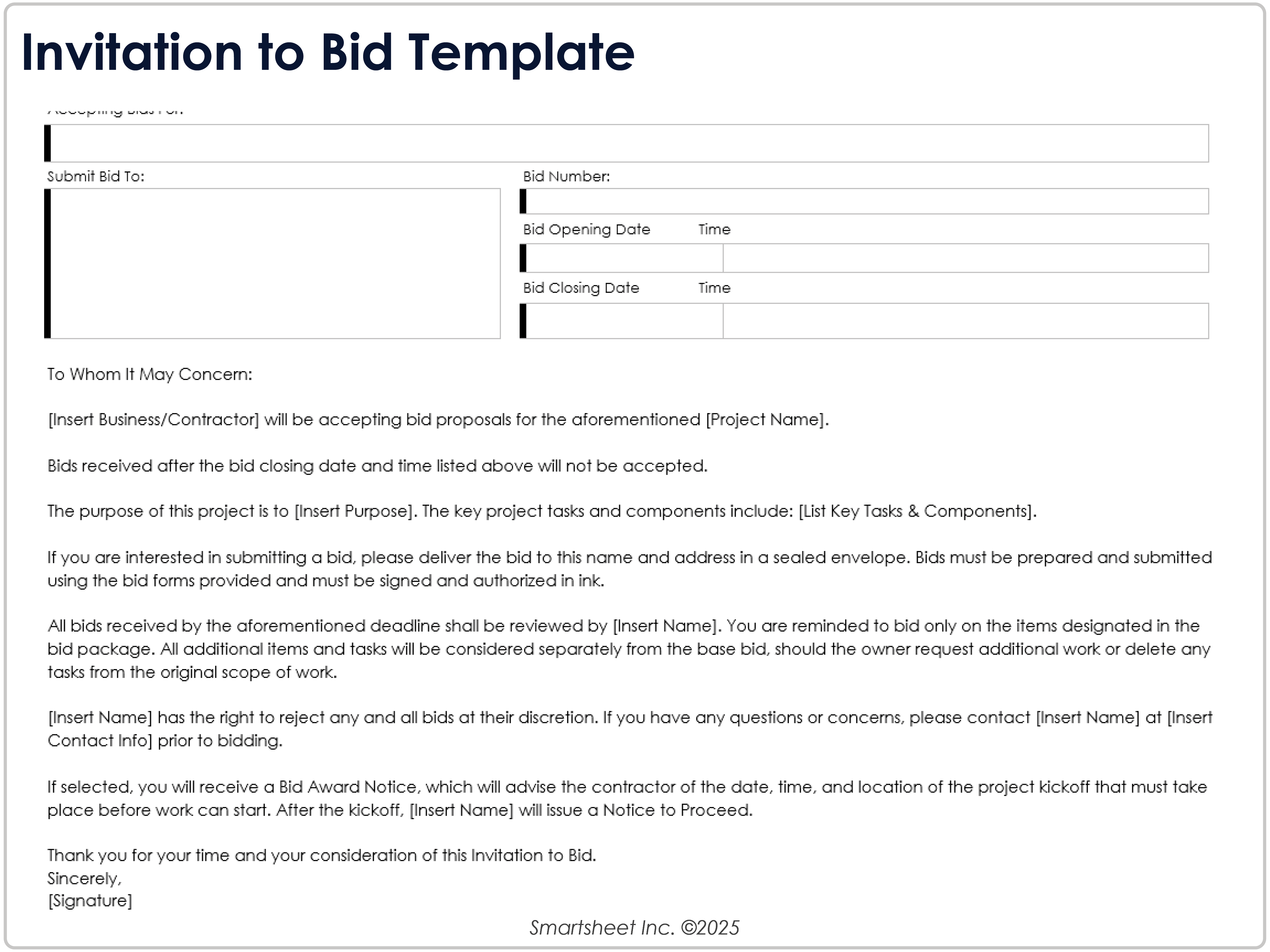 Vorlage für Ausschreibung 10670