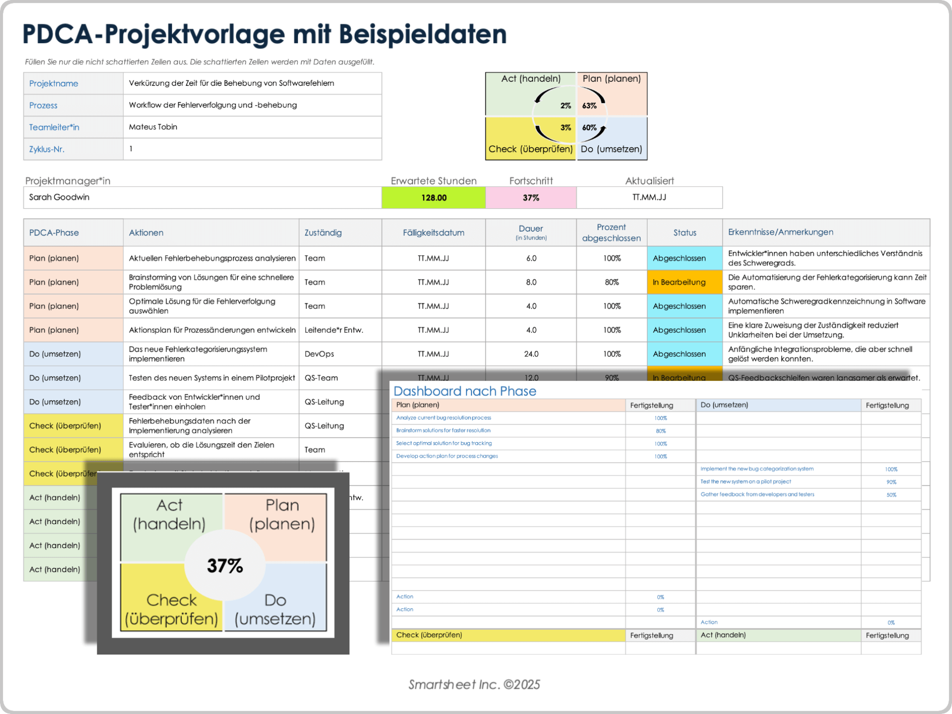 PDCA-Beispielprojektvorlage