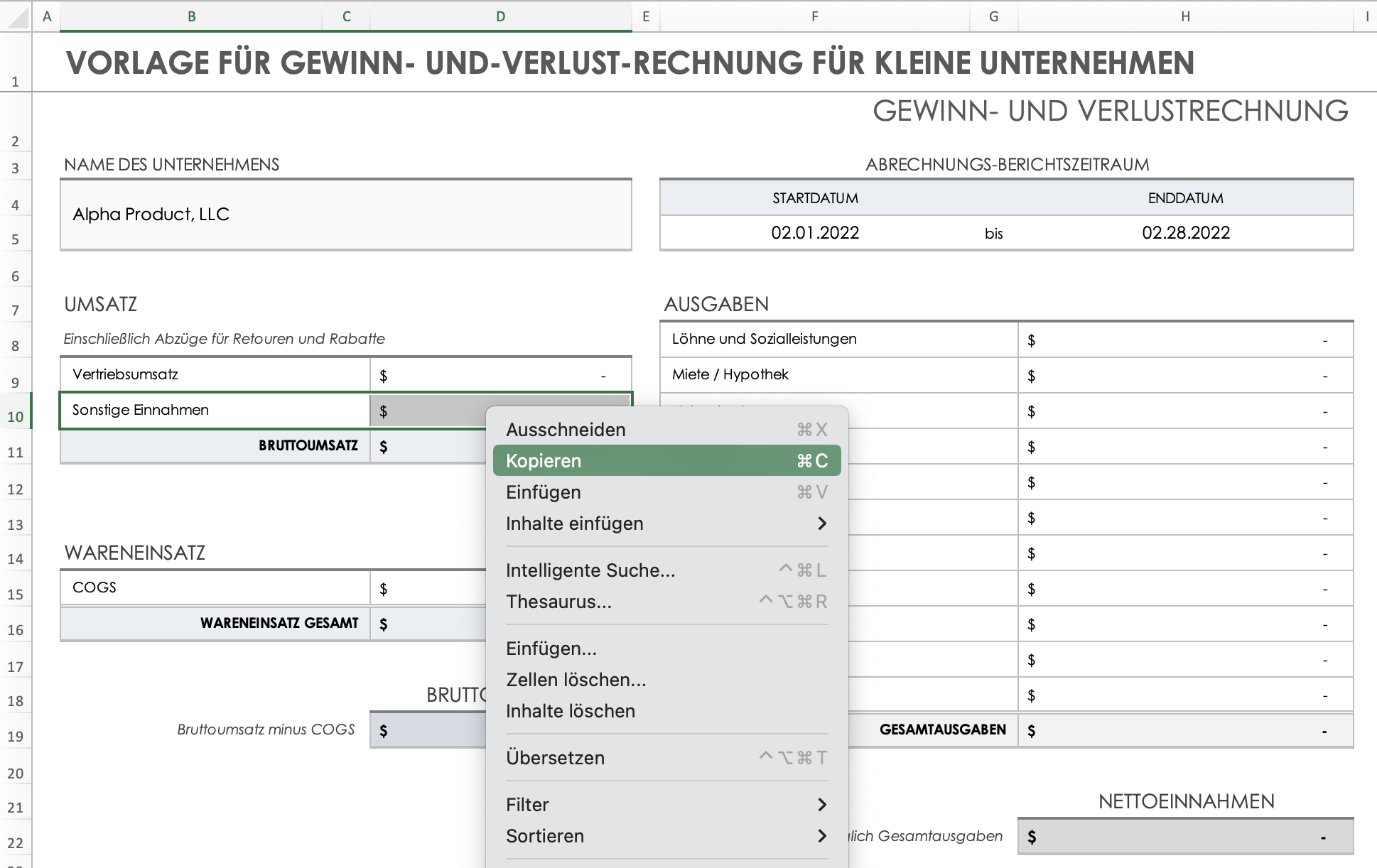 Umsatz – Kopie anpassen