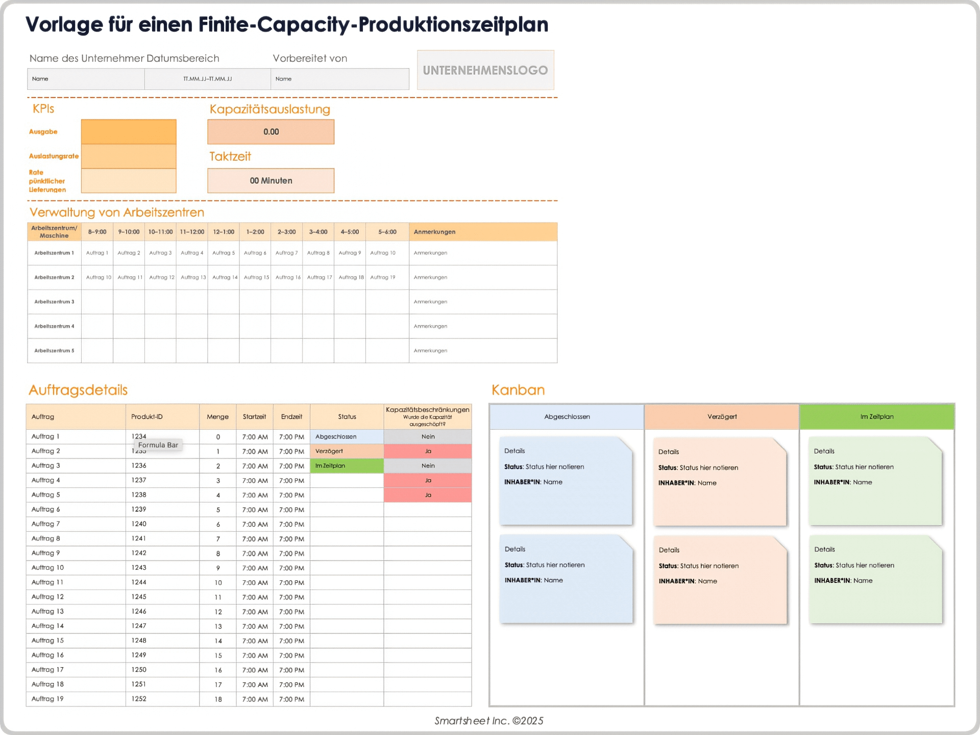Vorlage für einen Finite-Capacity-Produktionszeitplan