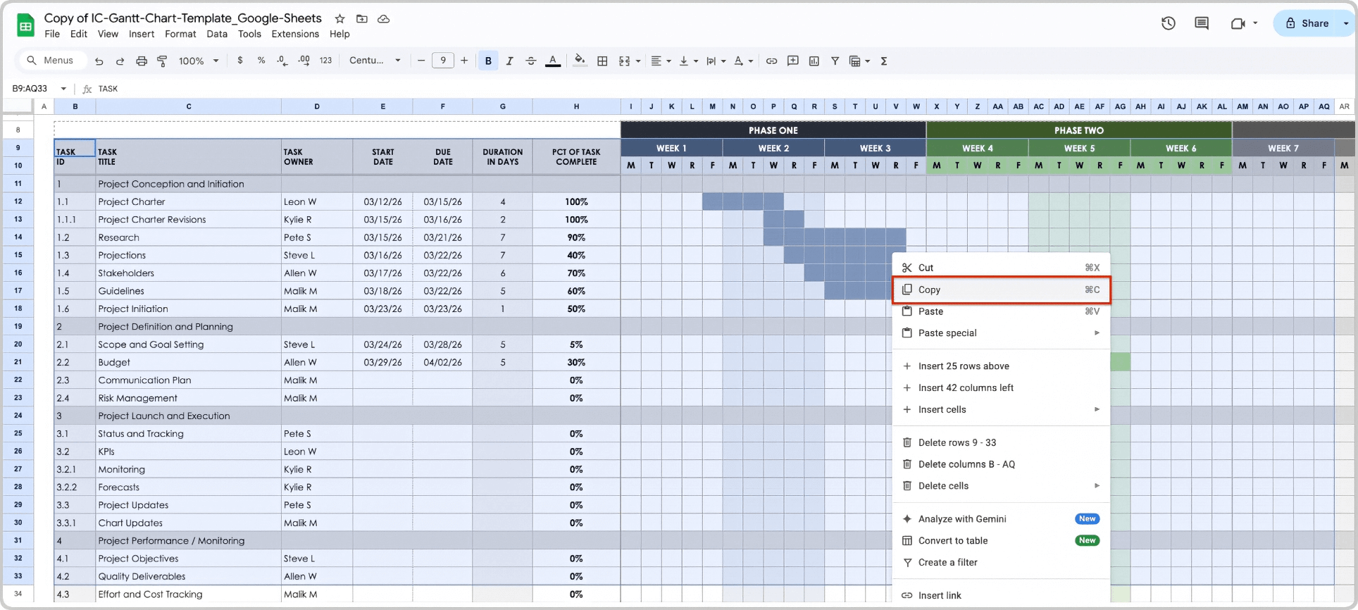 Gantt Chart to PowerPoint Google Sheets Copy Gantt Chart