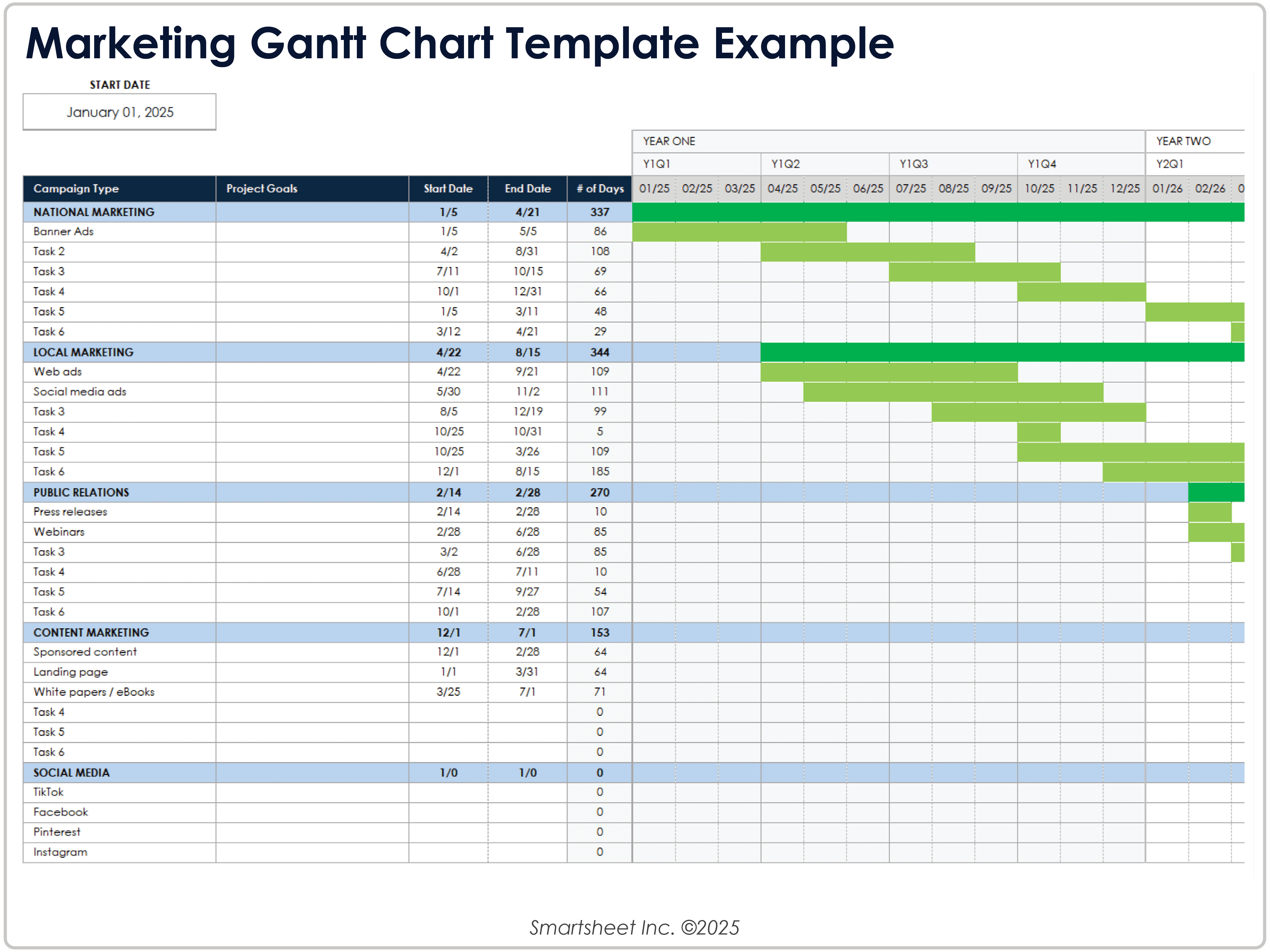 Vorlage für Marketing-Gantt-Diagramm