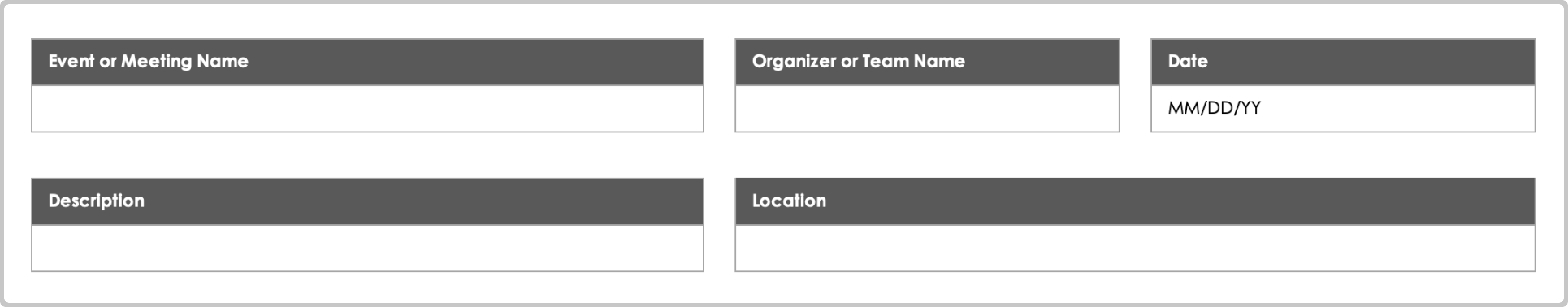 Kopfbereich der Vorlage für eine monatliche Anwesenheitstabelle