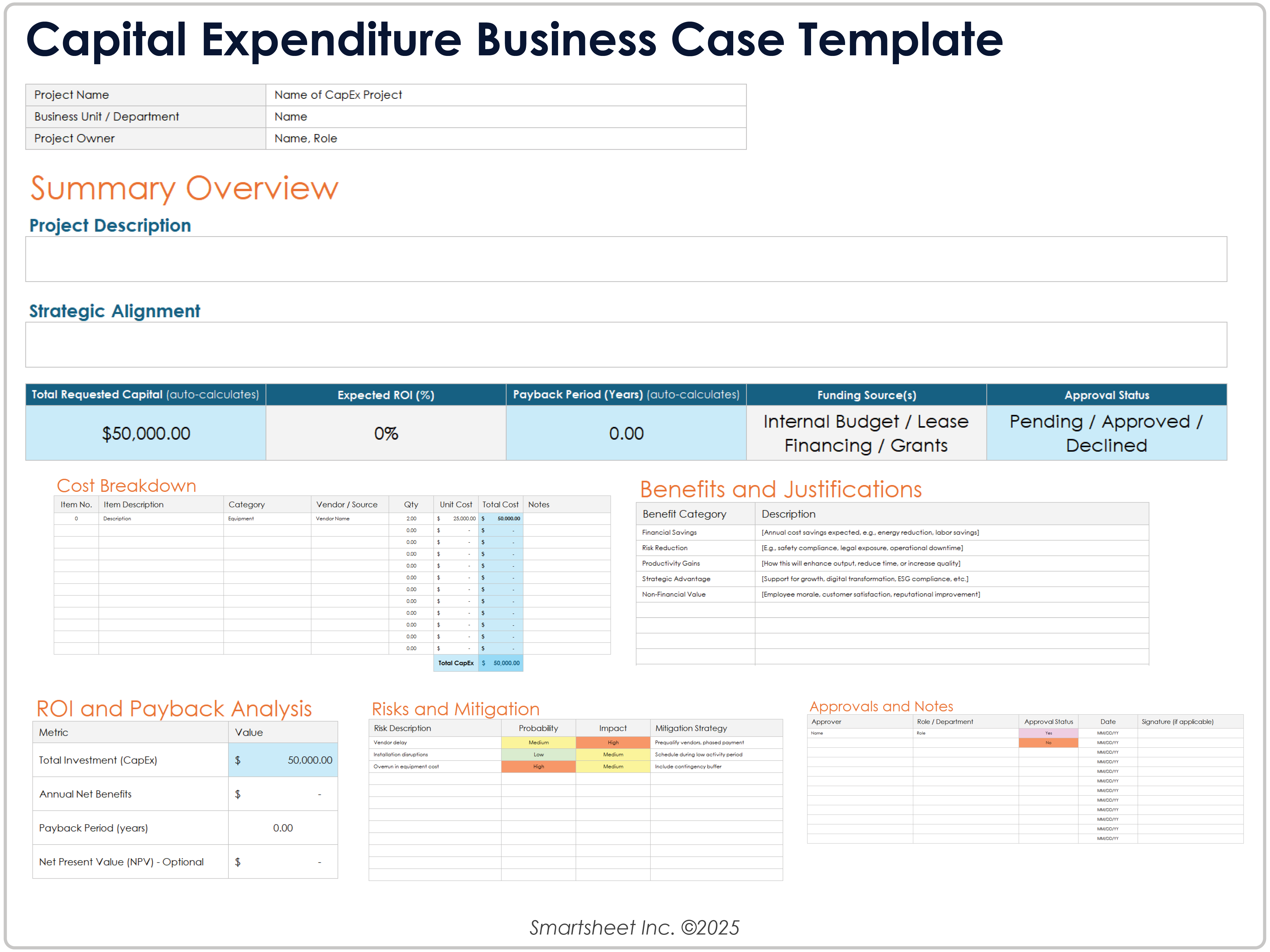 Geschäftsfall-Vorlage für Investitionen