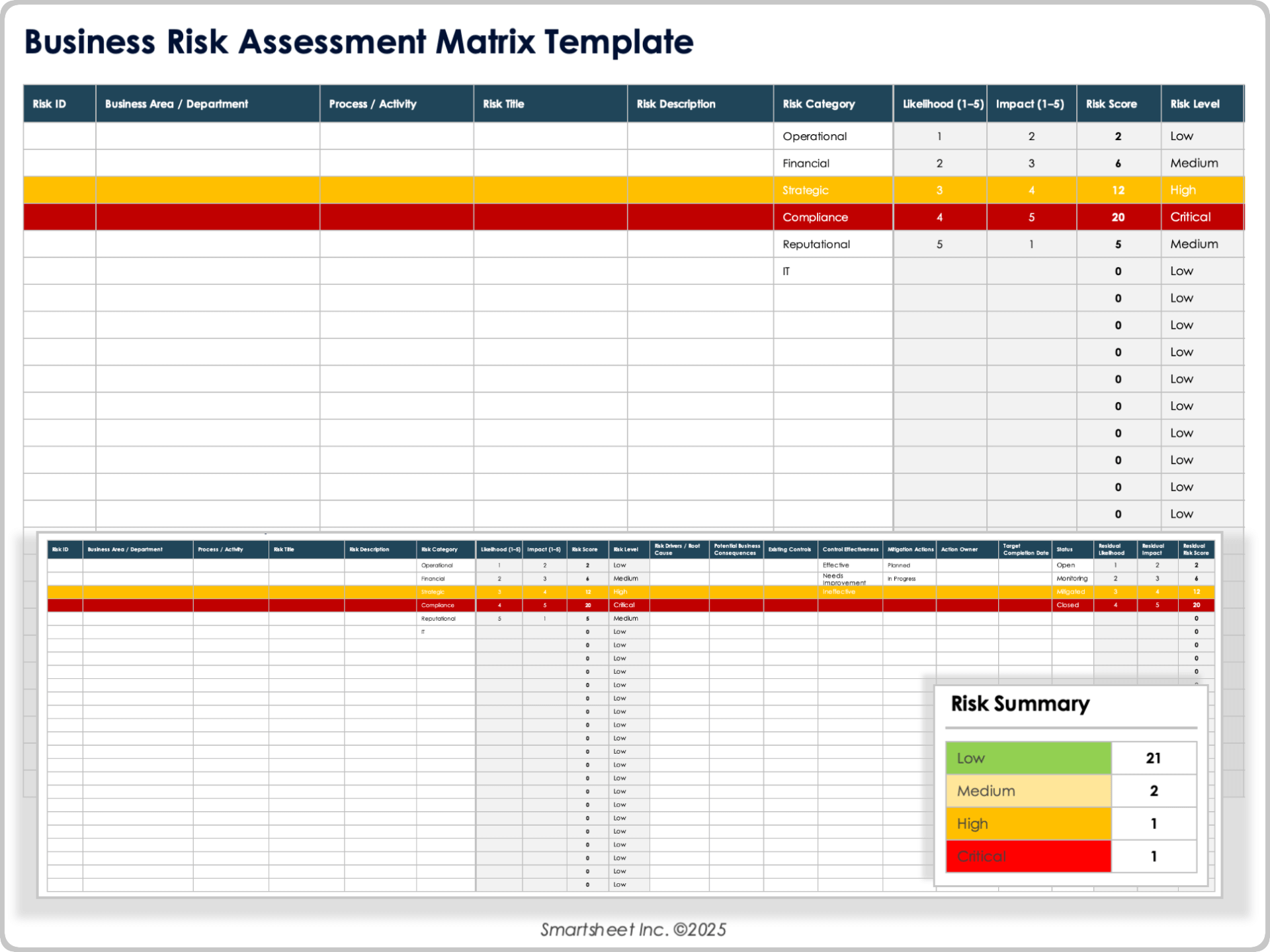 Business Risk Assessment Matrix Template
