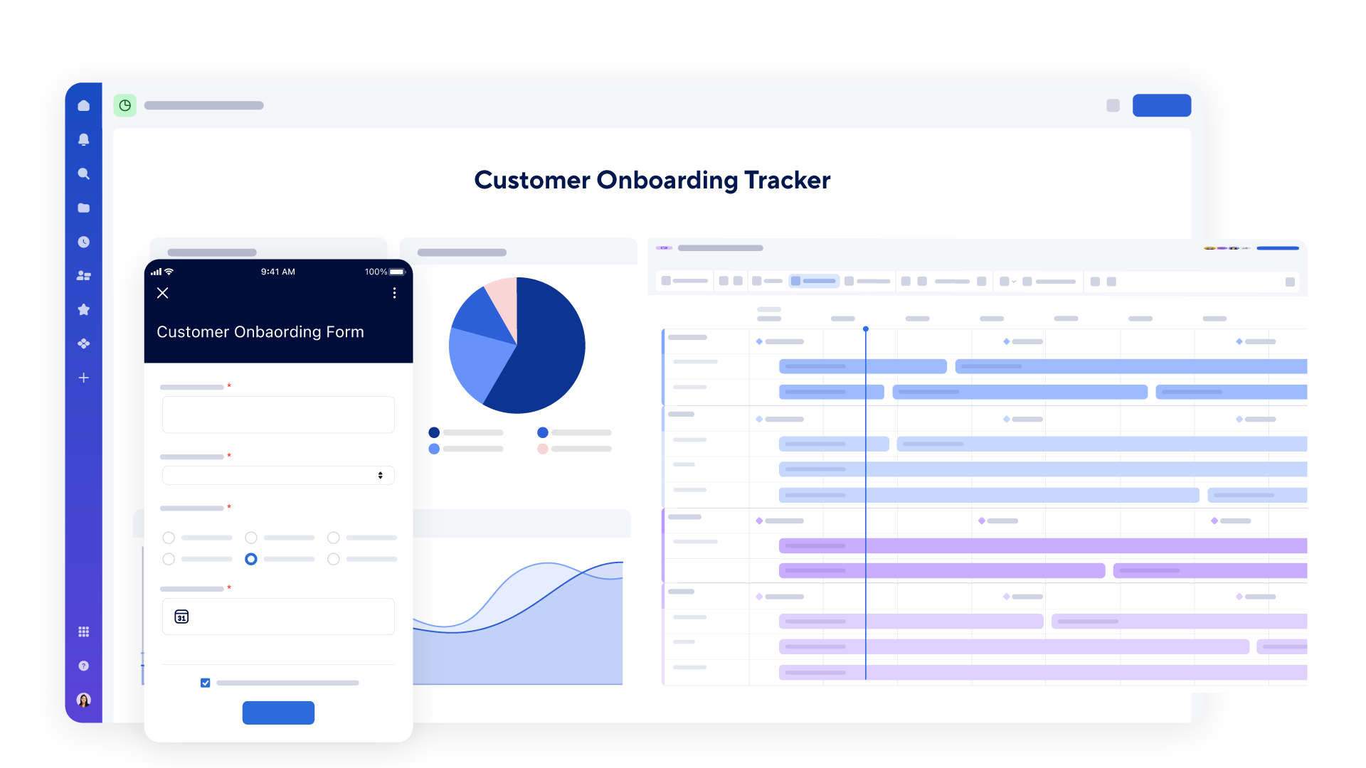 Example of a customer onboarding dashboard in Smartsheet.