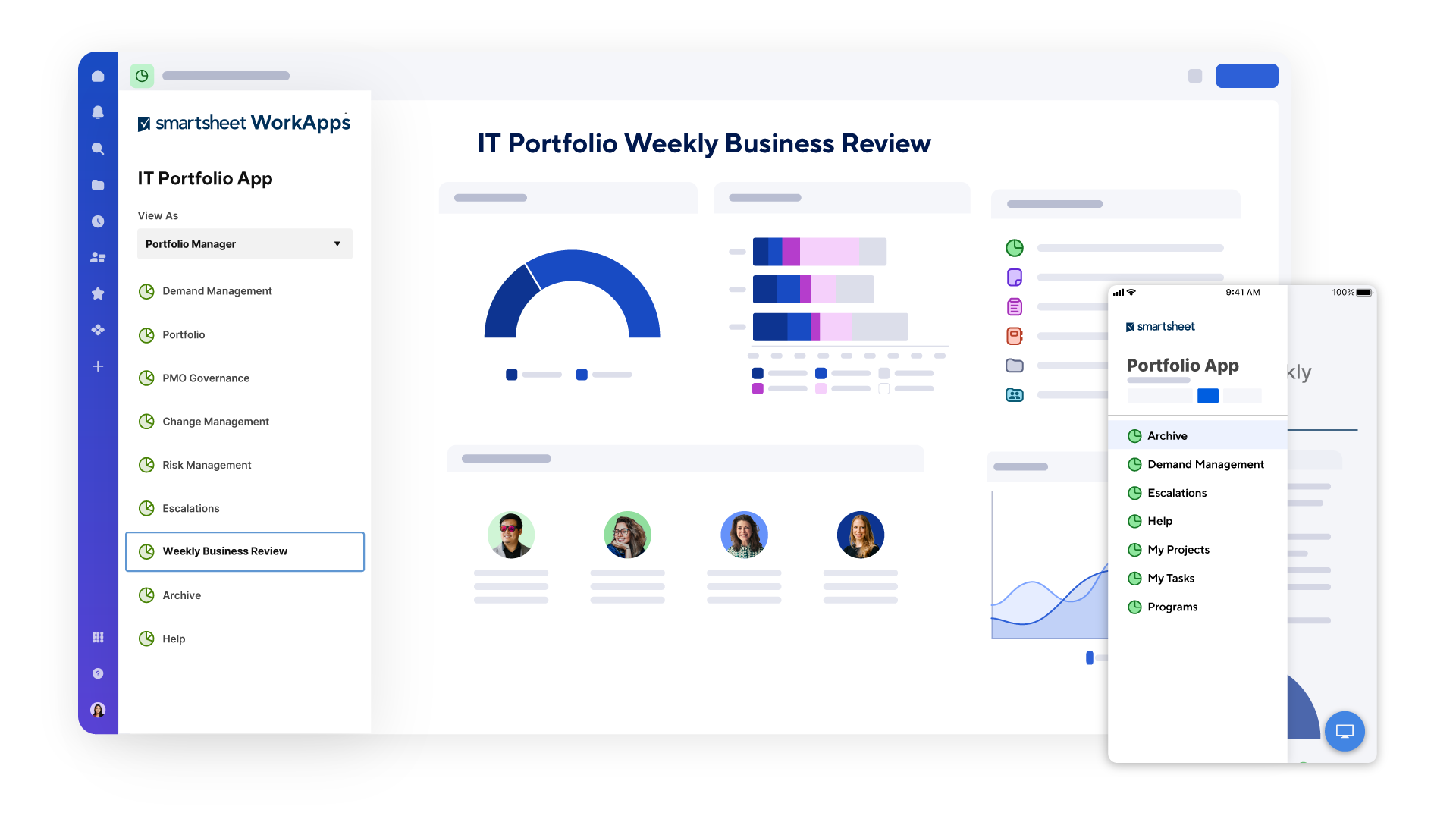  An example of a dashboard in Smartsheet used for IT portfolio management.