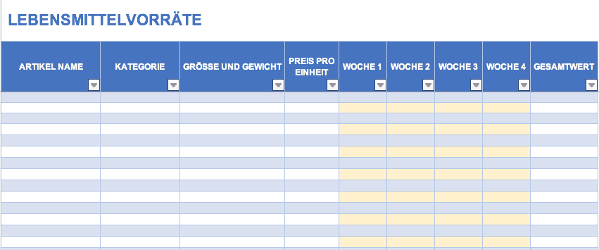 Kostenlose Excel Inventar Vorlagen