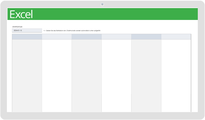 Gantt-Diagrammvorlage für 6-monatiges Projekt