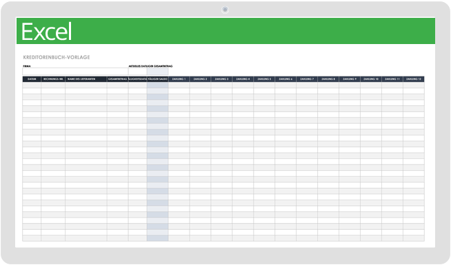 Vorlage für die Kreditorenbuchhaltung