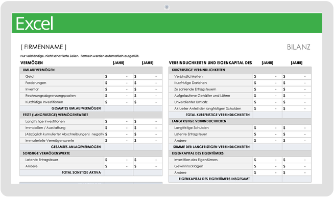 Bilanzvorlage