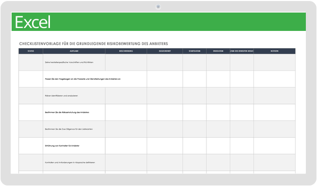 Grundlegende Vorlage für eine Checkliste zur Risikobewertung von Anbietern