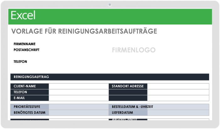  Vorlage für Reinigungsaufträge