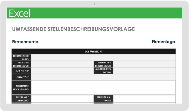 Umfassende Vorlage für die Stellenbeschreibung