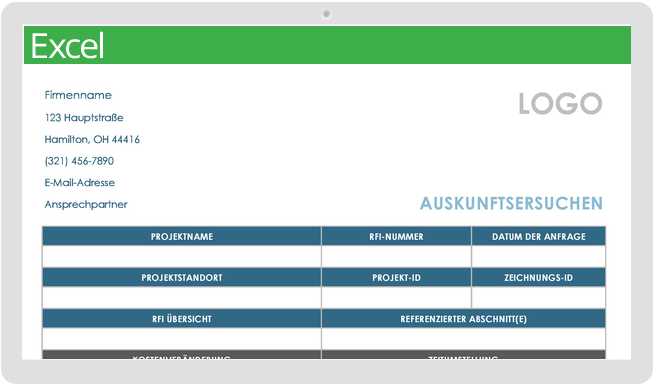 Bau-RFI-Formularvorlage