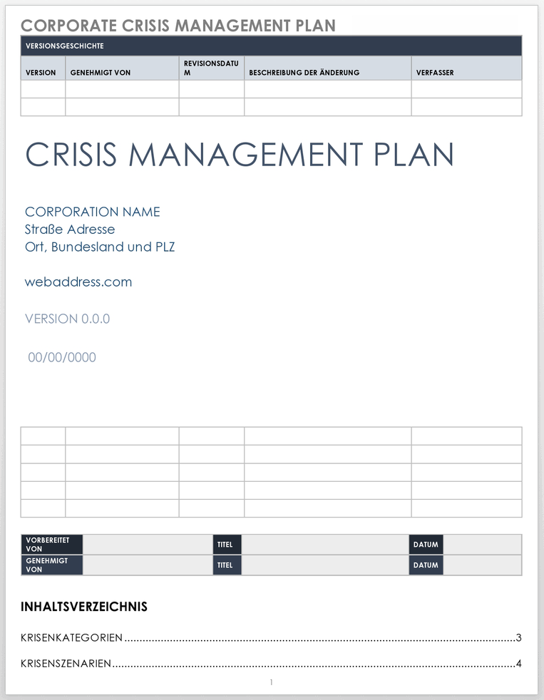 Corporate Crisis Management Plan 49467 - DE