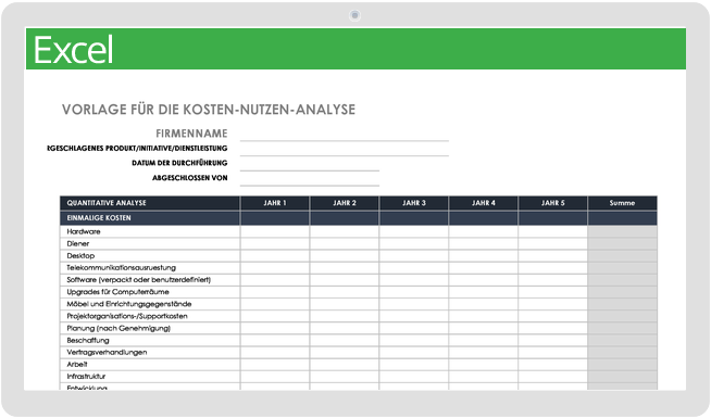 Kosten-Nutzen-Analyse-Vorlage