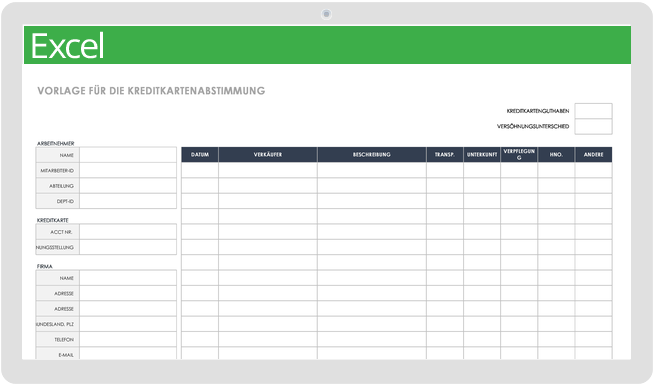 Vorlage für die Kreditkartenabstimmung