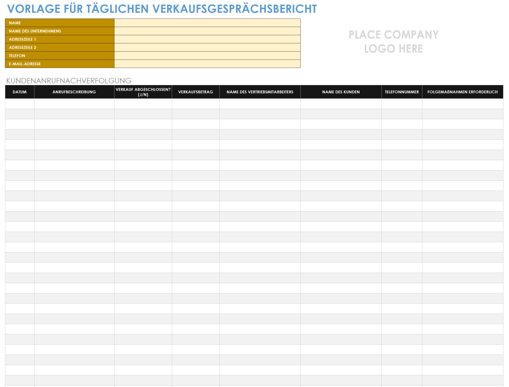 Tägliches Berichtsformular für Verkaufsgespräche