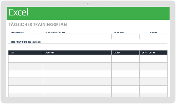  Vorlage für einen täglichen Trainingsplan