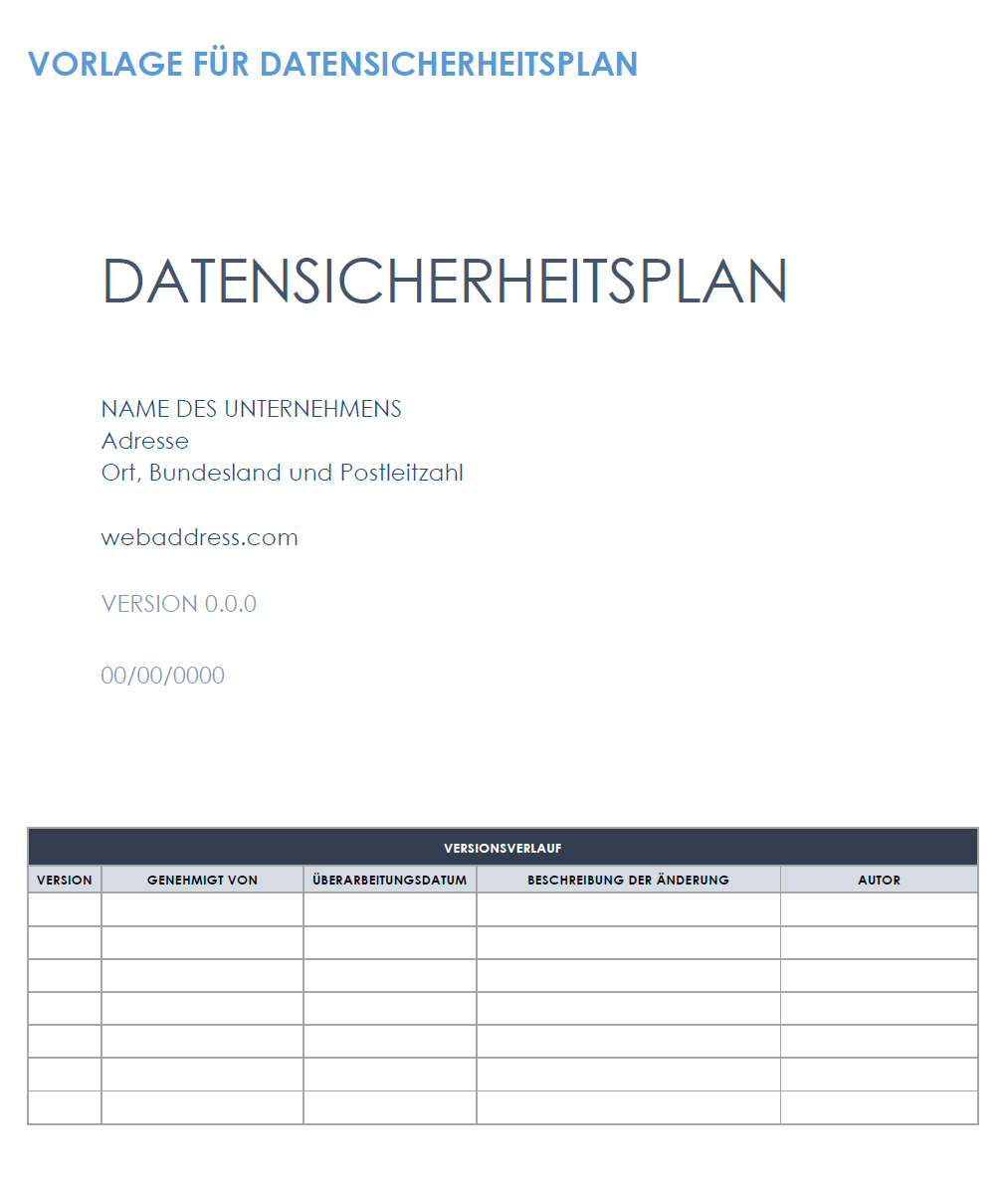 Vorlage für einen Datensicherheitsplan