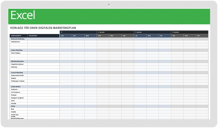 Vorlage für einen digitalen Marketingplan
