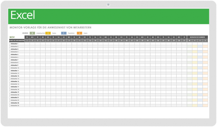  Mitarbeiter-Anwesenheits-Tracker-Vorlage