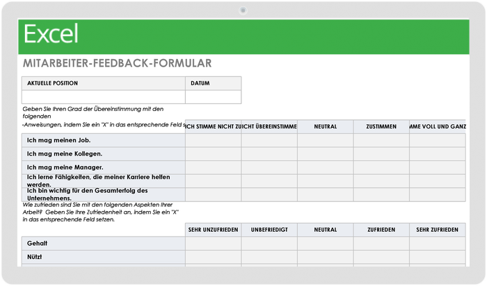  Vorlage für Mitarbeiter-Feedback-Formulare