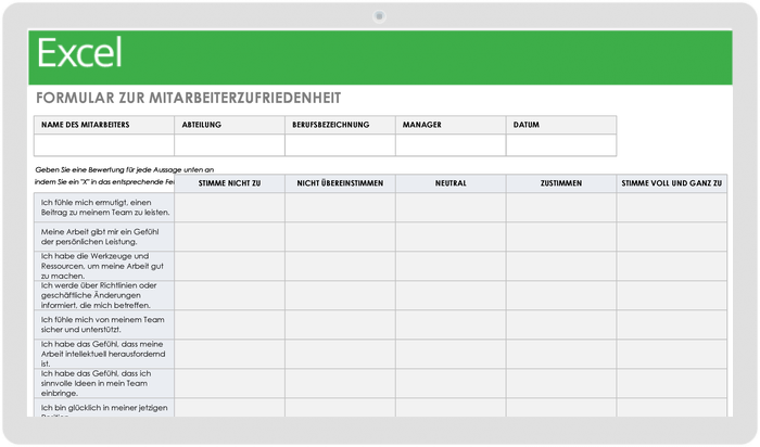  Formularvorlage zur Mitarbeiterzufriedenheit