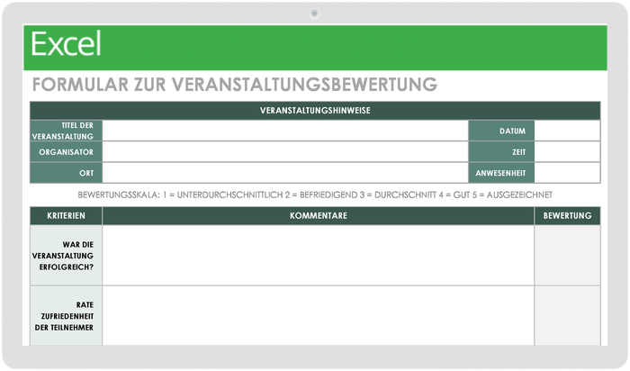  Vorlage für ein Bewertungsformular für Veranstaltungen