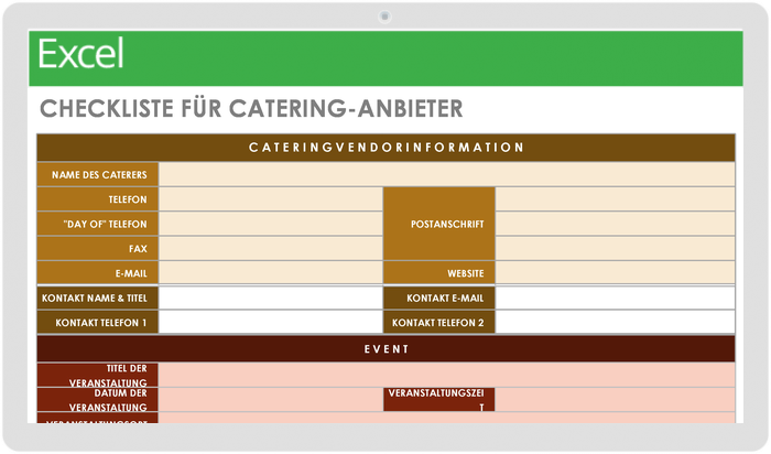  Vorlagen für die Veranstaltungsplanung Checklistenvorlage für Catering-Anbieter