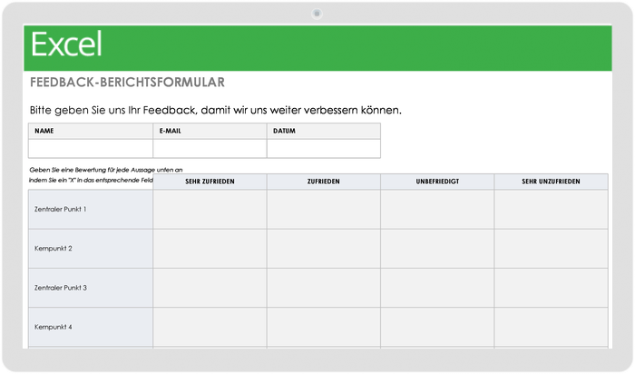 Formularvorlage für Feedback-Berichte