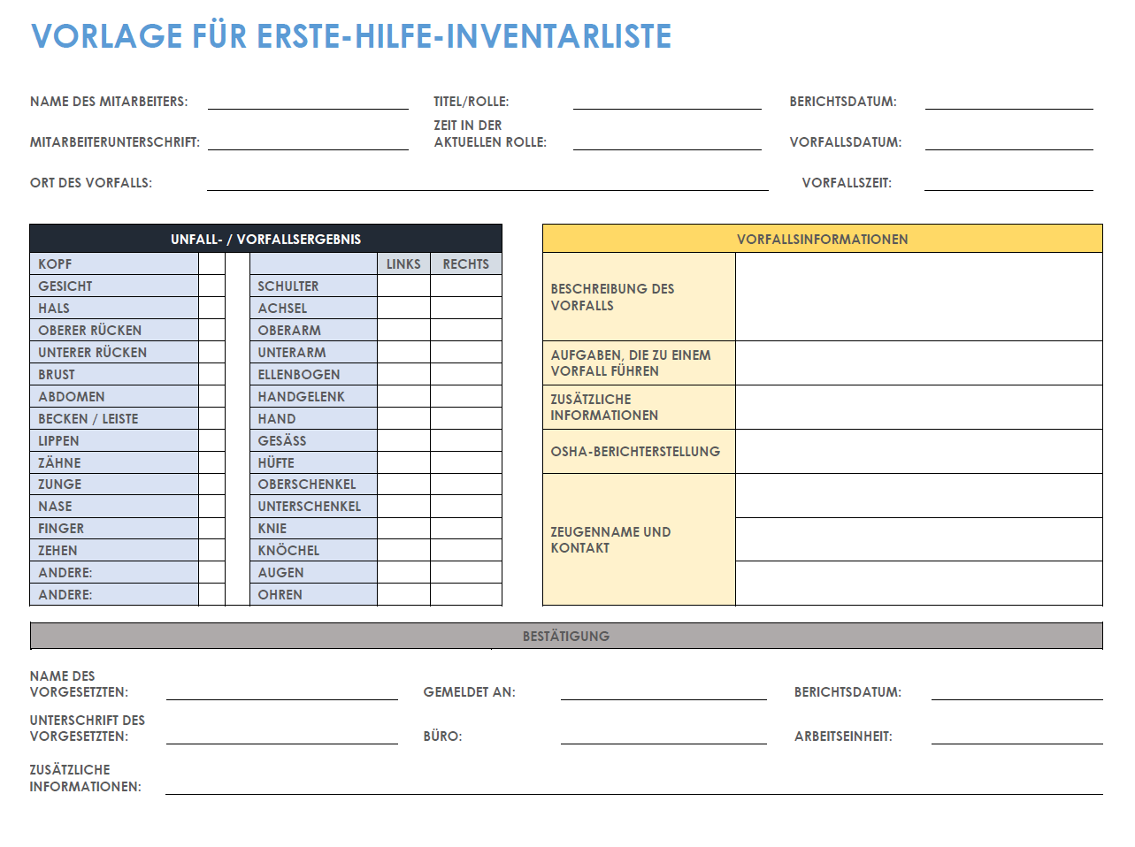 Erste-Hilfe-Inventarliste