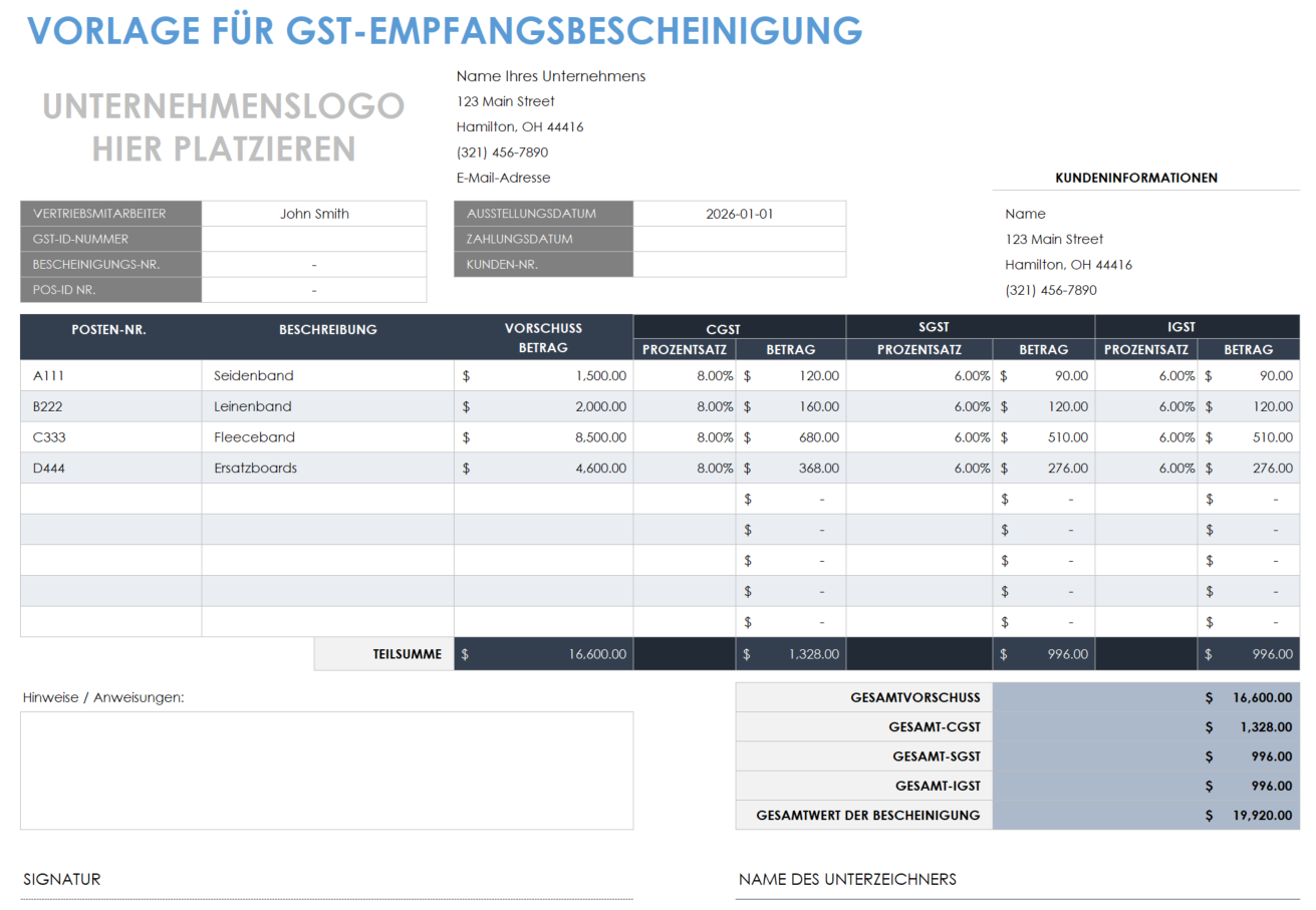 GST-Empfangsgutschein