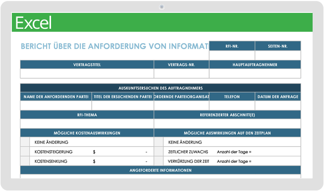 RFI-Vorlage für öffentliche Bauunternehmen