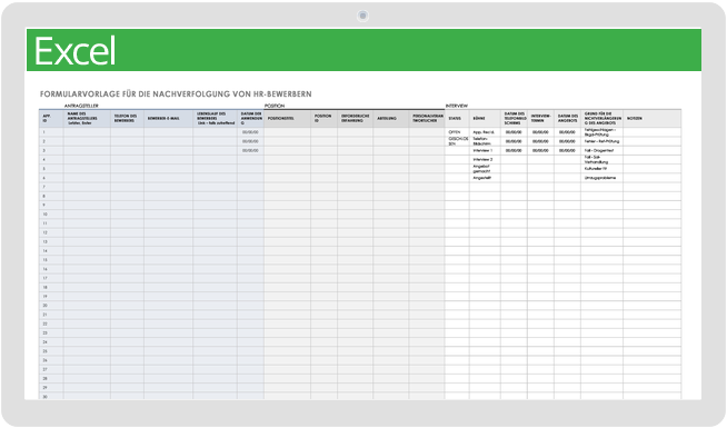 HR-Bewerber-Tracking-Formularvorlage