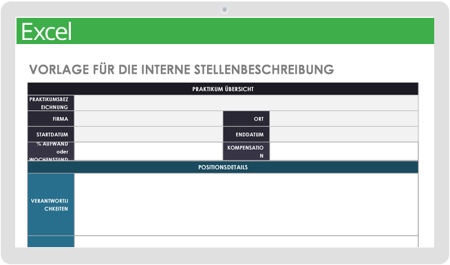 Vorlage für die Stellenbeschreibung eines Praktikanten