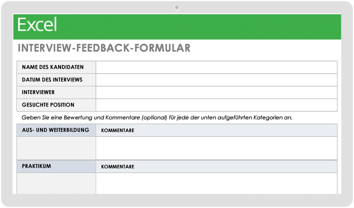  Vorlage für ein Feedback-Formular zum Vorstellungsgespräch