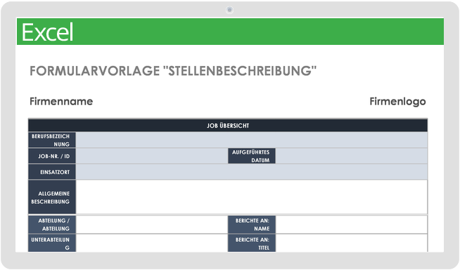 Formularvorlage für die Stellenbeschreibung