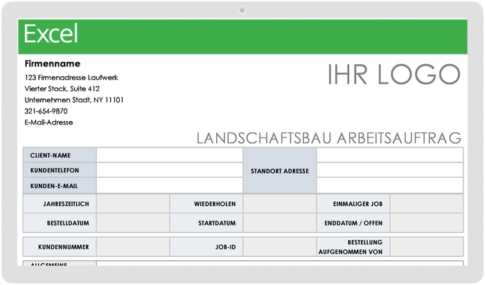  Arbeitsauftragsvorlage Landschaftsbau