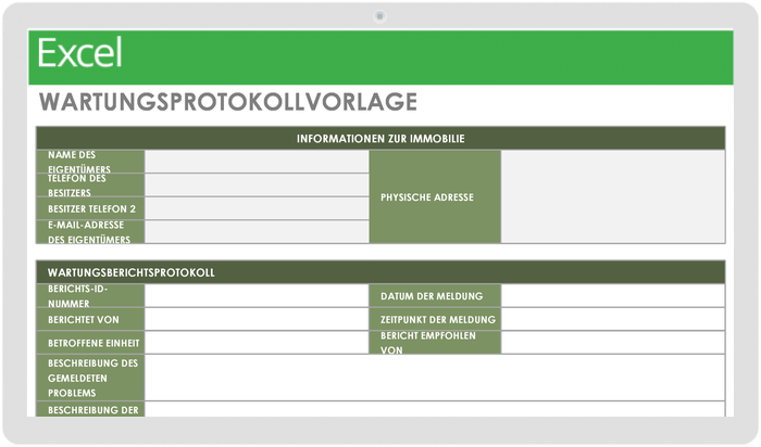 Wartungsprotokollvorlage