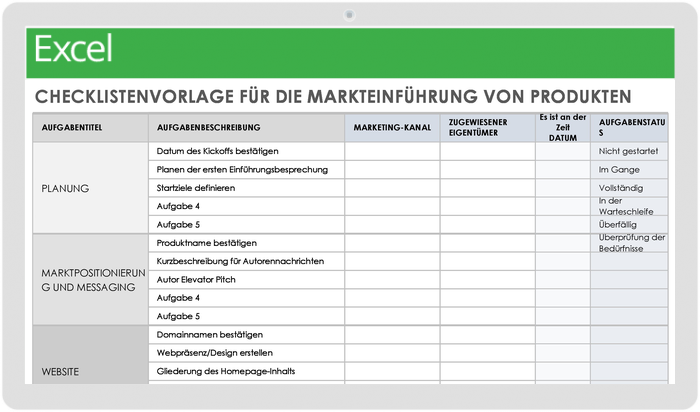 Marketing Product Launch Checklist 49495 - DE