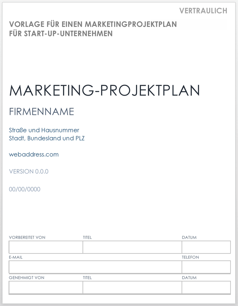  Marketing-Projektplan-Vorlage für Startup-Unternehmen