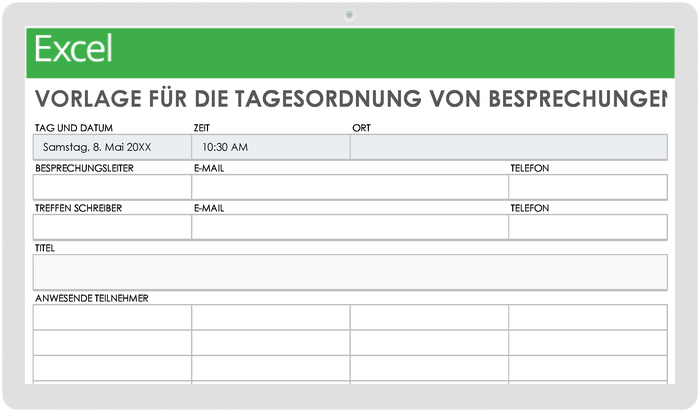  Vorlage für die Meeting-Agenda