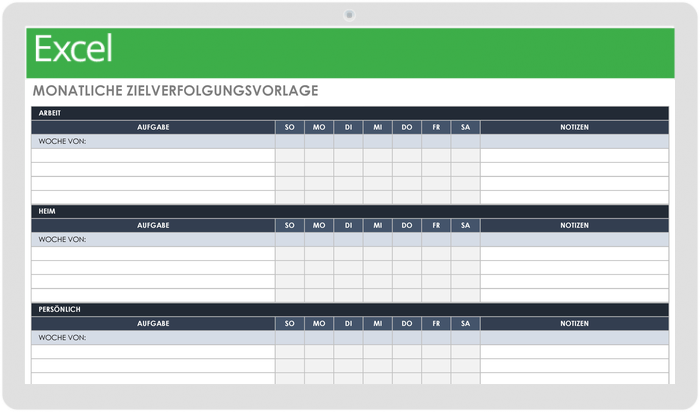 Vorlage zur monatlichen Zielverfolgung
