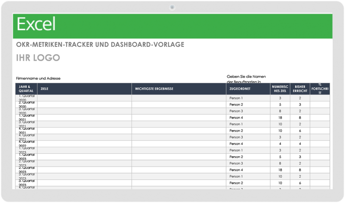  OKR-Metriken-Tracker und Dashboard-Vorlage