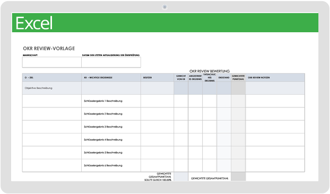 OKR-Überprüfungsvorlage