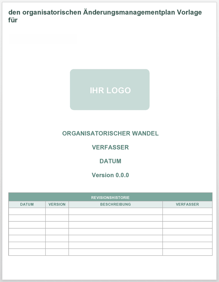 Organization Change Management Plan - DE