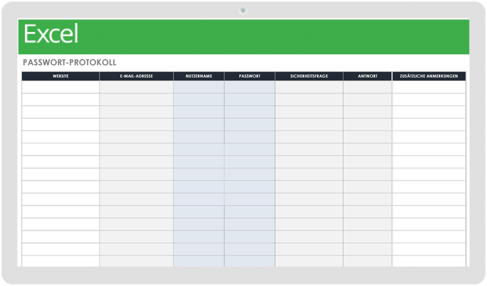 Passwortprotokollvorlage