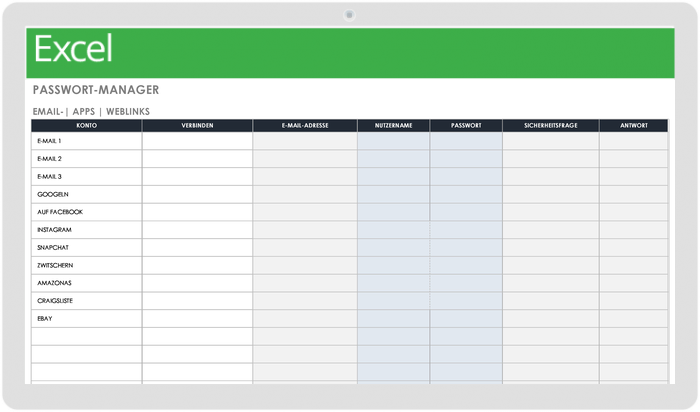 Passwort-Manager-Vorlage